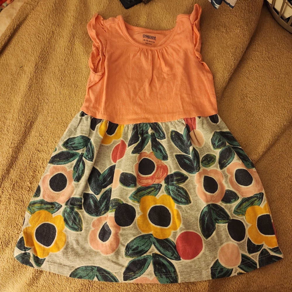 18-24 Months Gymboree Yellow and Pink Flutter Sleeve Knit Sundress
